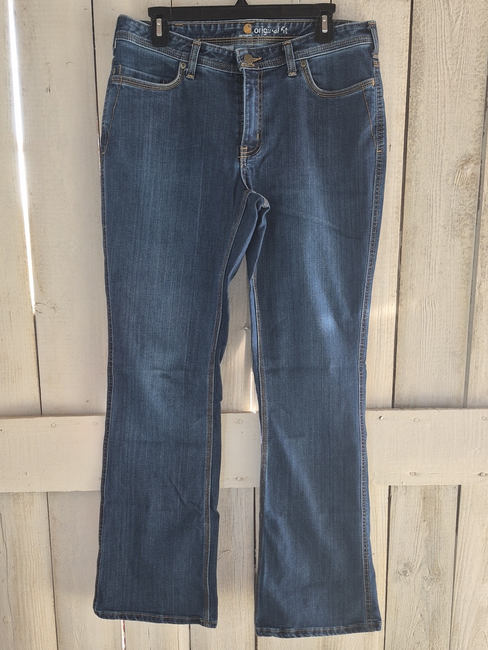 Carhartt Women’s Bootcut Jeans in Dark Blue Denim
